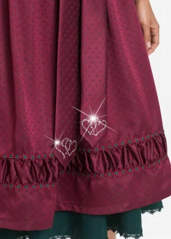 Dirndl à tablier en satin brodé (ens. 2 pces)