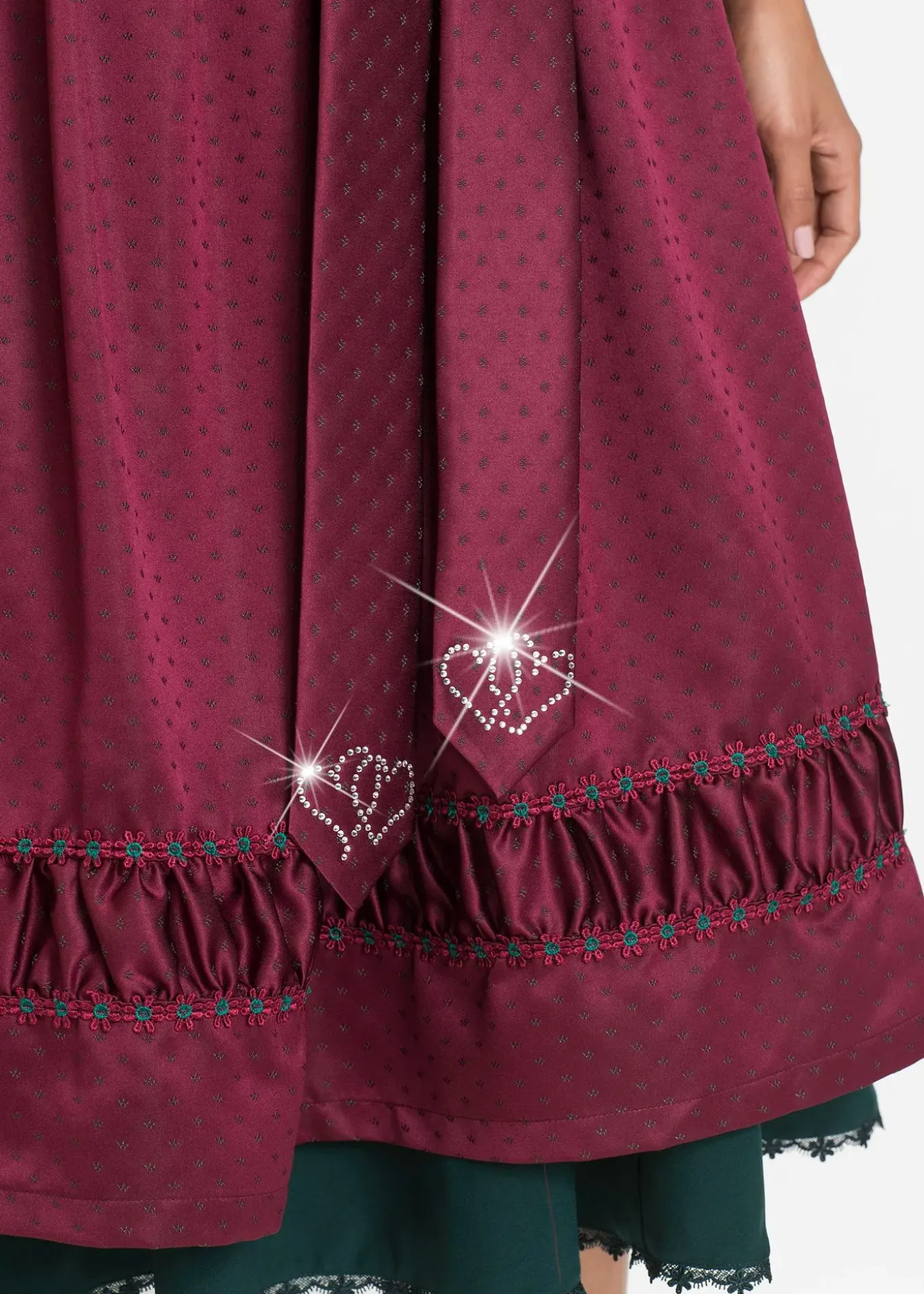 Dirndl à tablier en satin brodé (ens. 2 pces)