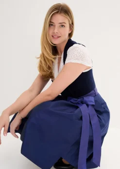 Dirndl avec corsage en velours et tablier en satin