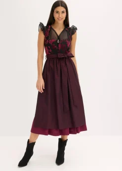 Dirndl avec velours en longueur midi (ens. 2 pces)