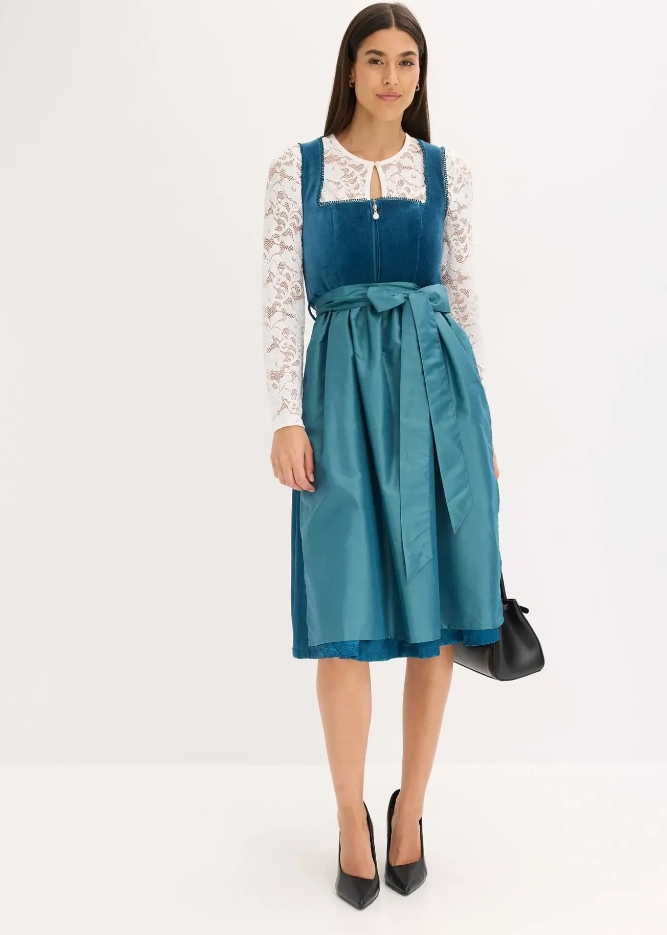 Dirndl avec velours en longueur midi (ens. 2 pces)