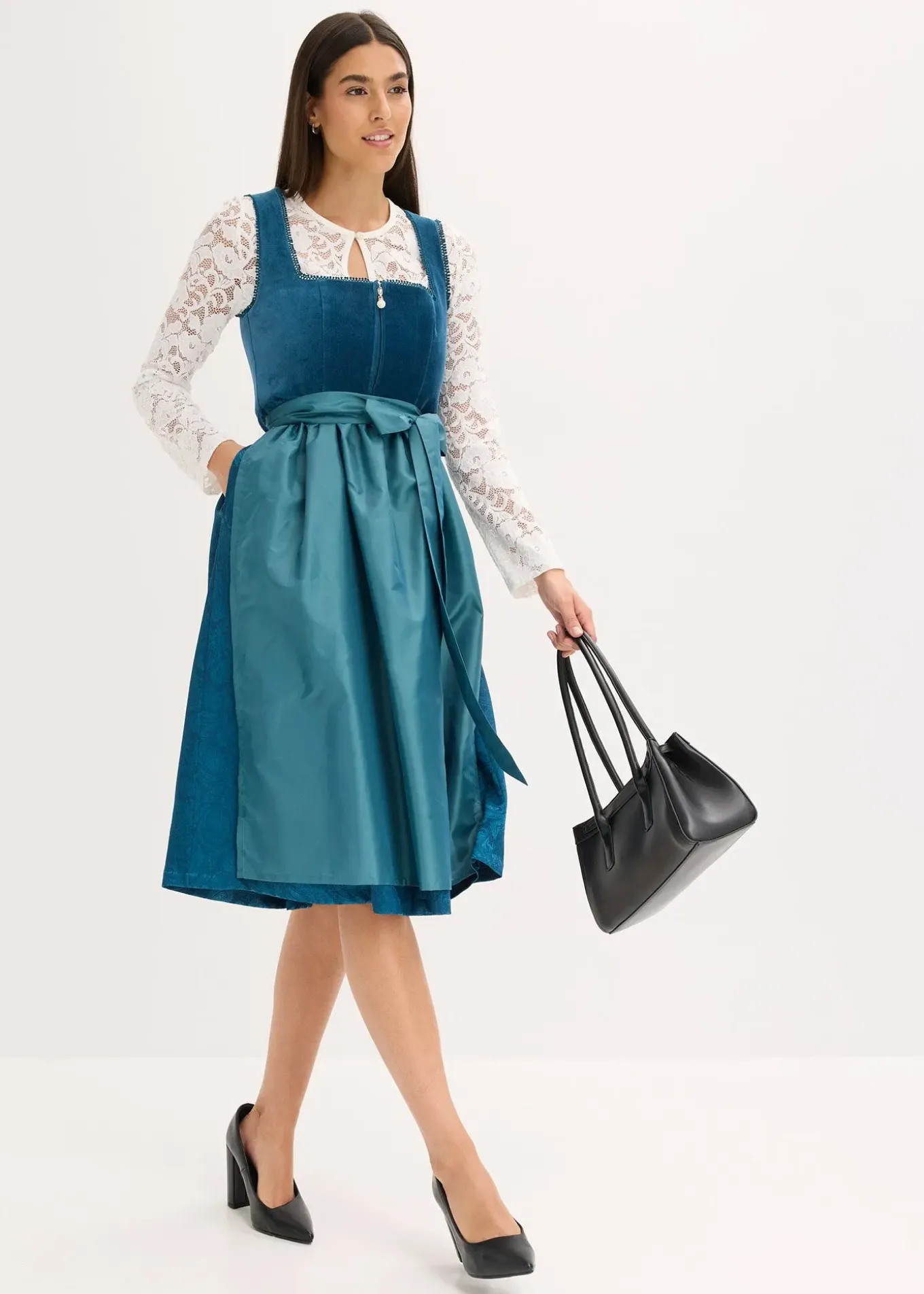 Dirndl avec velours en longueur midi (ens. 2 pces)