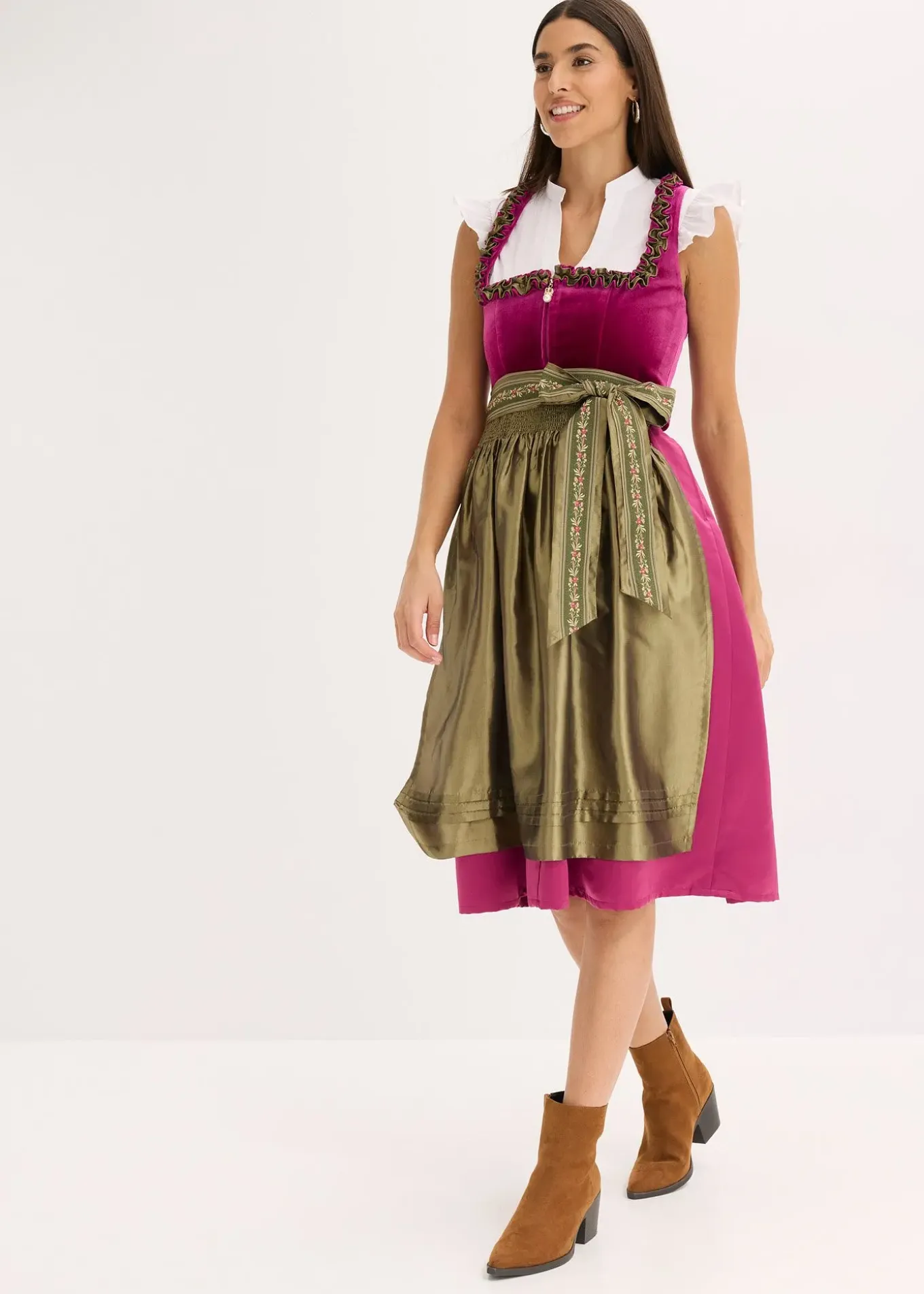 Dirndl avec velours, longueur midi (ens. 2 pces)