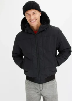 Doudoune courte à capuche avec bordure sherpa