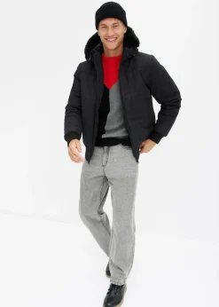 Doudoune courte à capuche avec bordure sherpa