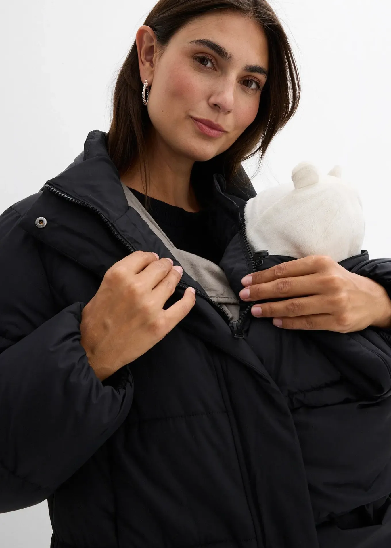 Doudoune de grossesse 2-en-1 chaude avec fonction portage