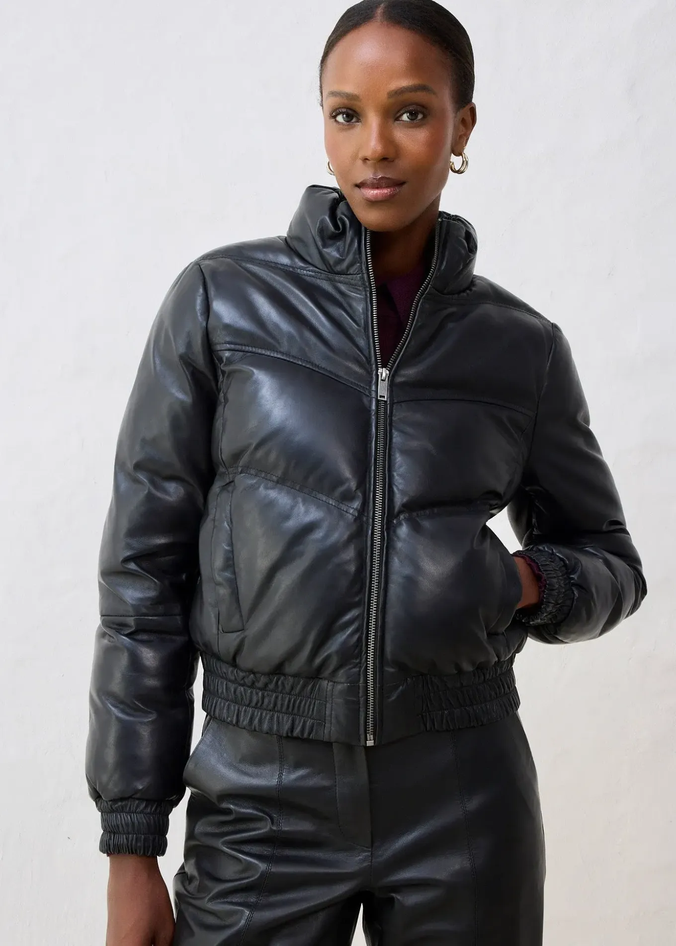 Doudoune en cuir d’agneau nappa