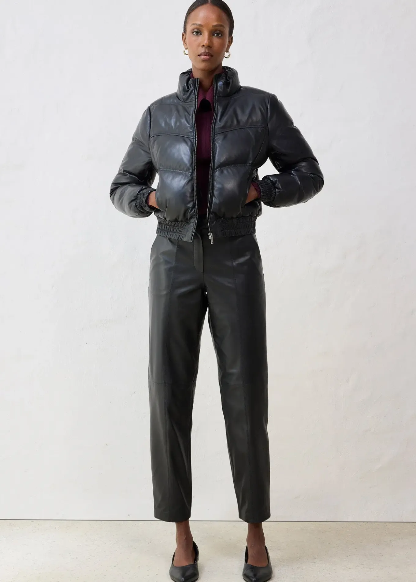 Doudoune en cuir d’agneau nappa