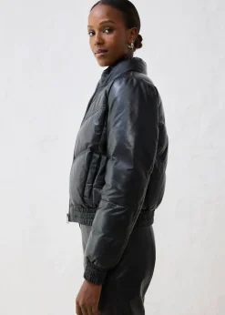 Doudoune en cuir d’agneau nappa