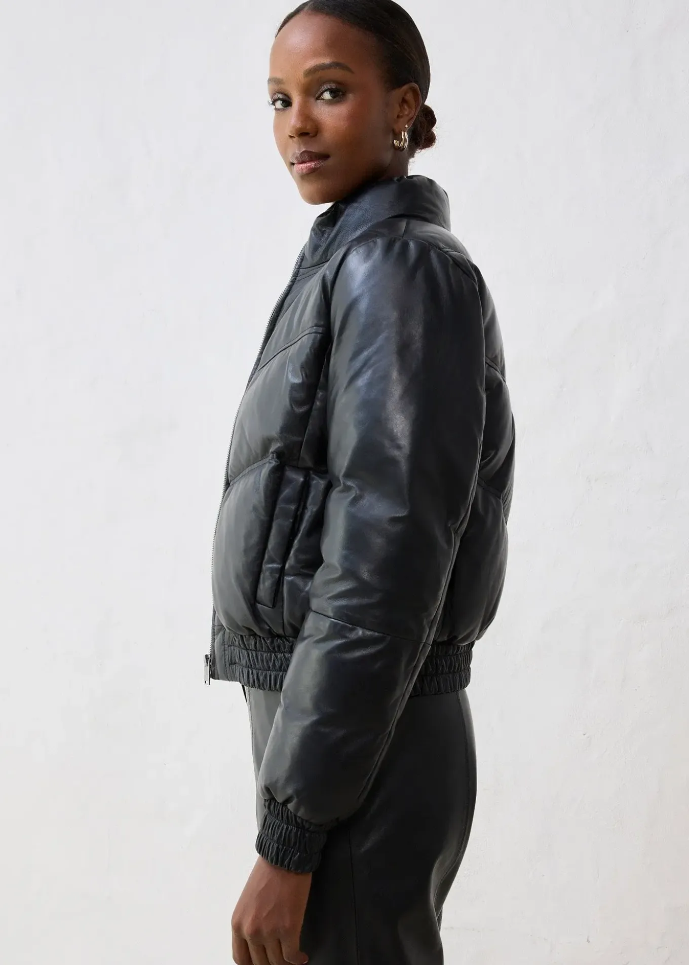 Doudoune en cuir d’agneau nappa