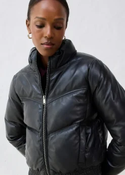 Doudoune en cuir d’agneau nappa