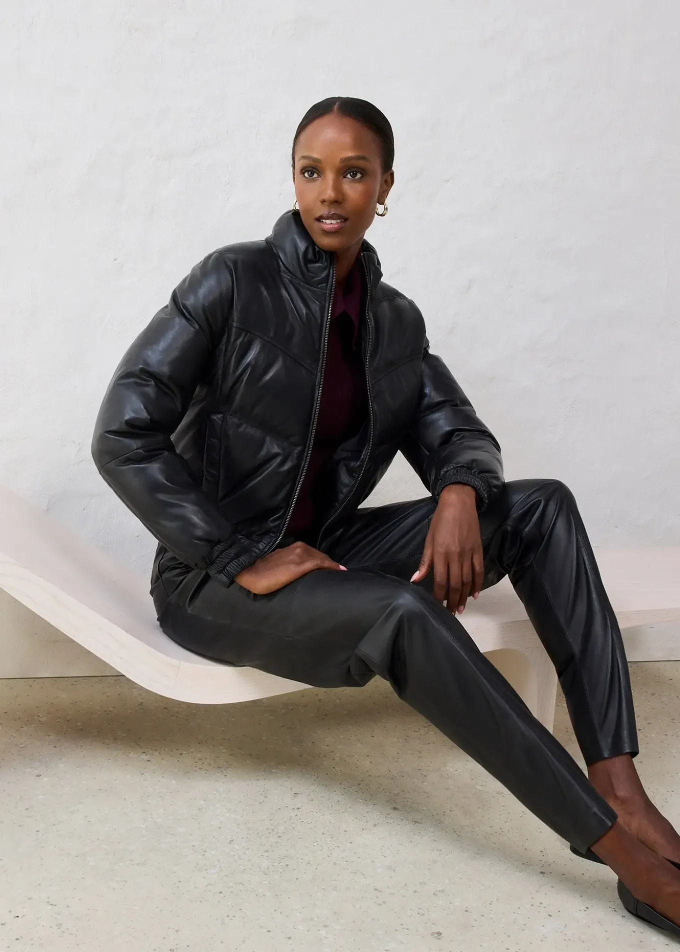 Doudoune en cuir d’agneau nappa