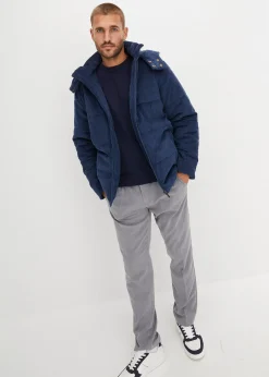 Doudoune en velours côtelé à capuche amovible