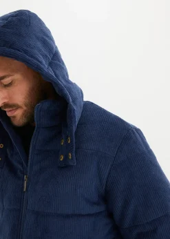 Doudoune en velours côtelé à capuche amovible