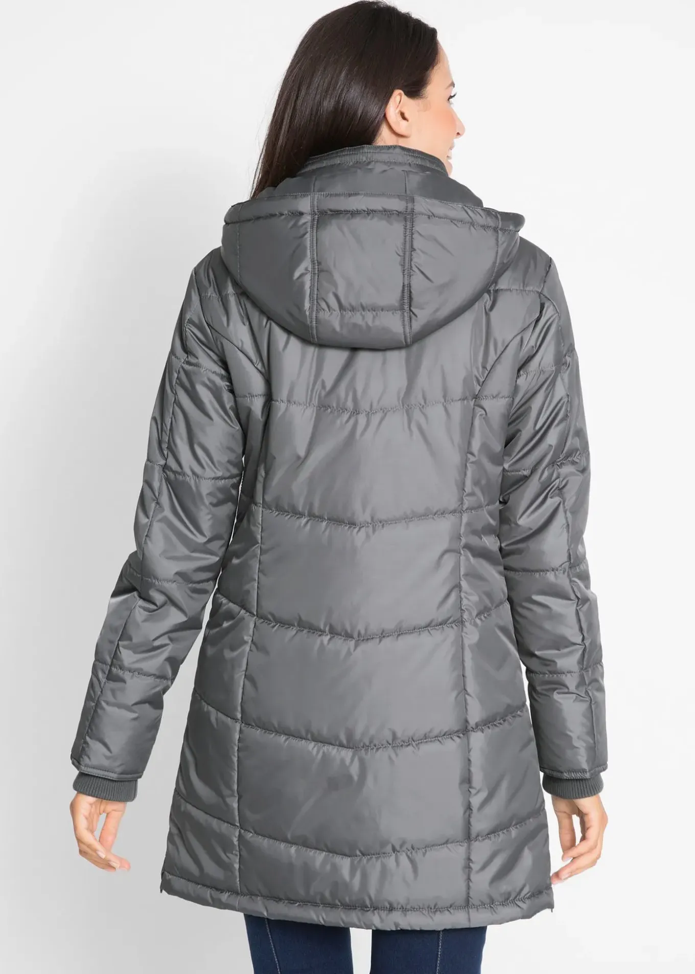 Doudoune longue à col montant et capuche
