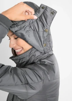 Doudoune longue à col montant et capuche