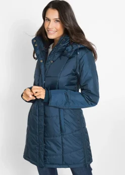 Doudoune longue à col montant et capuche