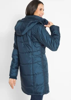 Doudoune longue à col montant et capuche