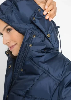 Doudoune longue à col montant et capuche