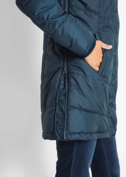 Doudoune longue à col montant et capuche