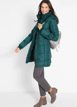 Doudoune longue à col montant et capuche