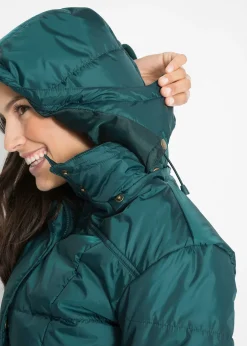 Doudoune longue à col montant et capuche