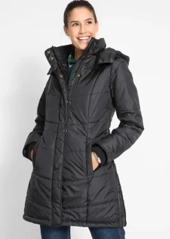 Doudoune longue à col montant et capuche