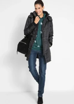 Doudoune longue à col montant et capuche