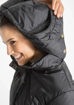 Doudoune longue à col montant et capuche