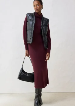 Doudoune sans manches en cuir d’agneau nappa