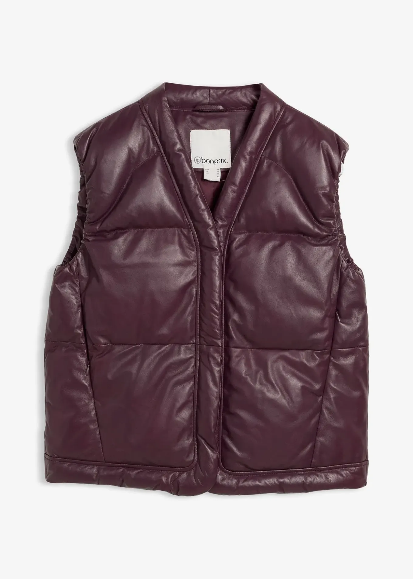 Doudoune sans manches en cuir d’agneau nappa