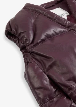 Doudoune sans manches en cuir d’agneau nappa