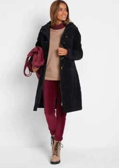Duffle-coat en velours côtelé doublé