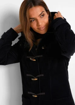 Duffle-coat en velours côtelé doublé