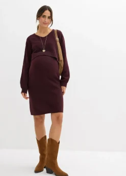 Ensemble 2 pièces en maille de grossesse avec un pull et une jupe