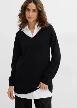 Ensemble de grossesse et d’allaitement avec pull et blouse sans manches