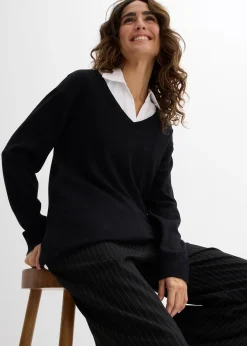 Ensemble de grossesse et d’allaitement avec pull et blouse sans manches