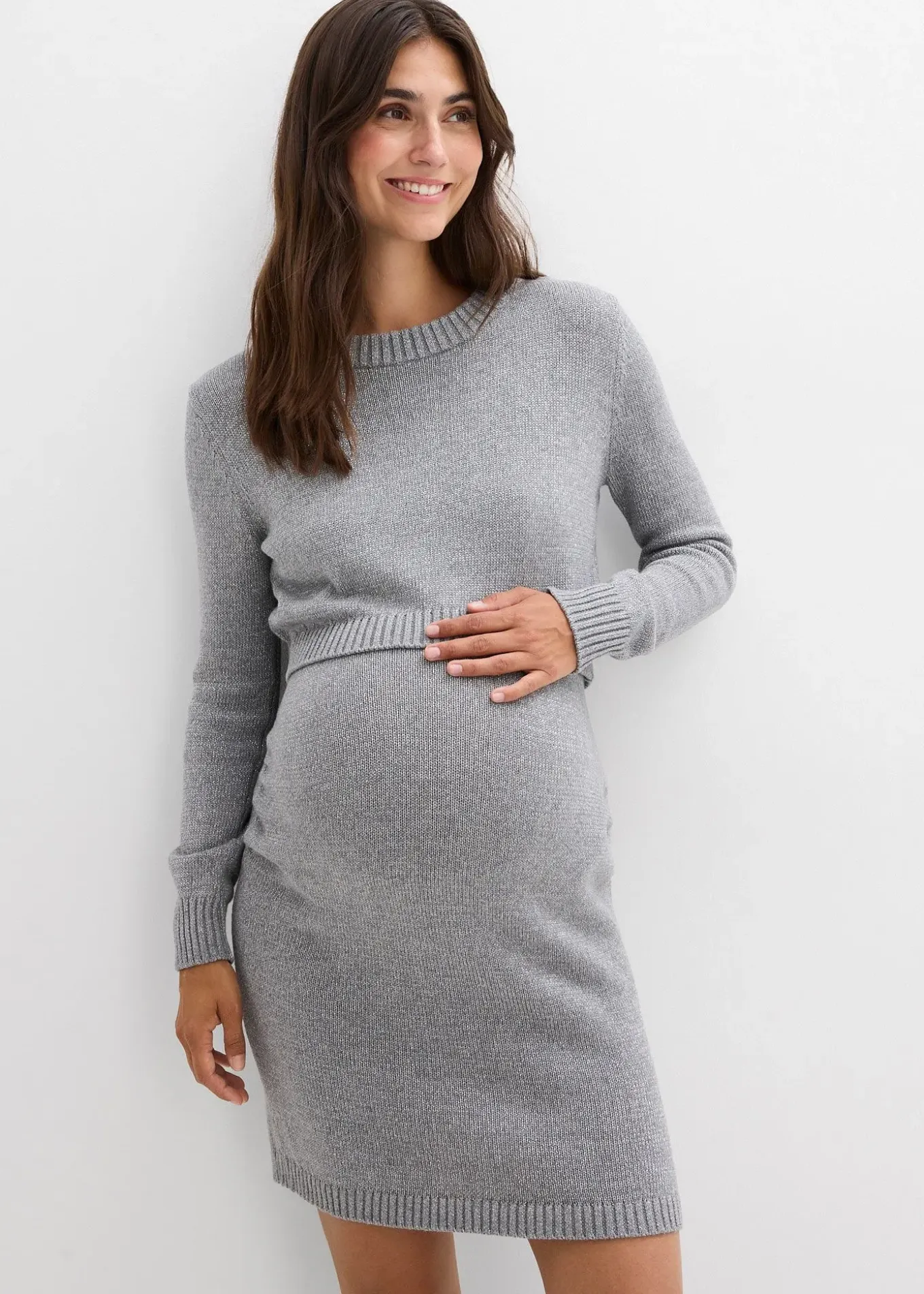 Ensemble de grossesse pull et jupe en coton avec fil brillant