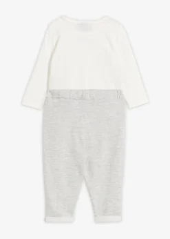 Ensemble festif en coton avec body et veston intégré, pantalon et nœud papillon (ens. 3 pces)