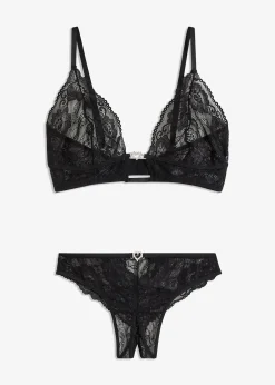 Ensemble soutien-gorge brassière et string ouvert