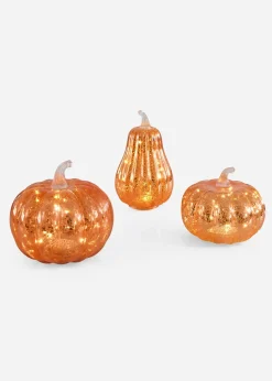 Figurines déco LED citrouilles (ens. 3 pces)