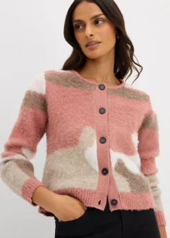 Gilet boutonné en maille à motif graphique