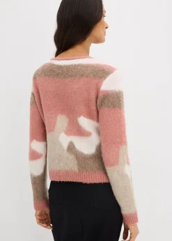 Gilet boutonné en maille à motif graphique