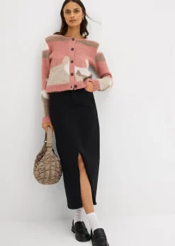 Gilet boutonné en maille à motif graphique