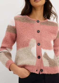 Gilet boutonné en maille à motif graphique