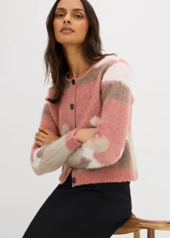 Gilet boutonné en maille à motif graphique