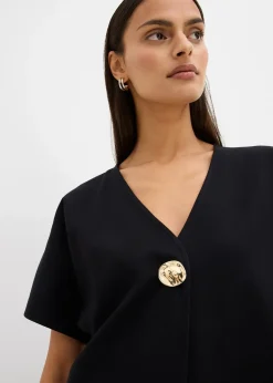 Gilet confortable en Punto di Roma avec bouton décoratif