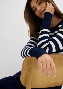 Gilet en fine maille rayée