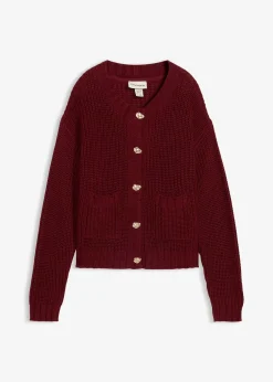 Gilet en grosse maille avec boutons martelés