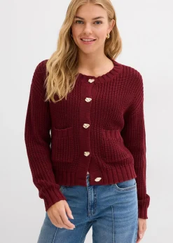 Gilet en grosse maille avec boutons martelés